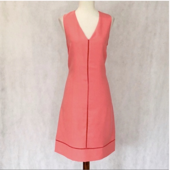 Banana Republic Coral V-Neck Ladder Stitch Dress - Picture 2 of 8